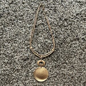 Versona Gold Textured Disc Pendant Necklace